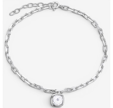 Diamonelle Sterling Silver Bezel Set Diamonelle Charm Bracelet