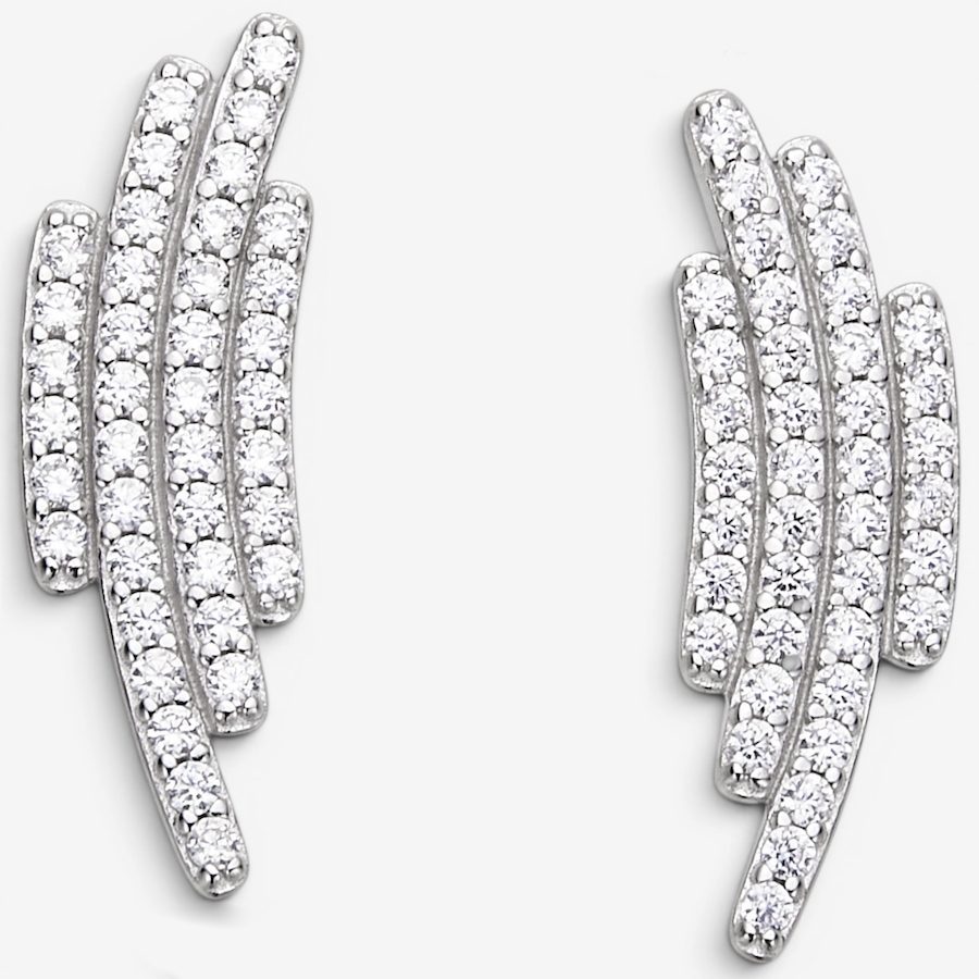 Image 116536.jpg, Product 116-536 / Price $89.99, Diamonelle Sterling Silver Rhodium Plate 4 Row Stud Diamonelle Earrings from Diamonelle on TSC.ca's Jewellery department