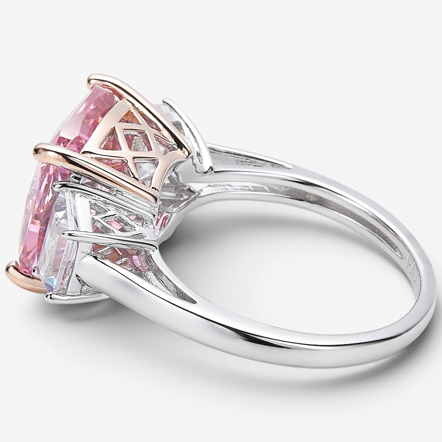 Image 116541_ALTMORE1.jpg, Product 116-541 / Price $189.99, Diamonelle Sterling Silver Two Tone Pink Cushion & Baguette 3 Stone Diamonelle Ring from Diamonelle on TSC.ca's Jewellery department