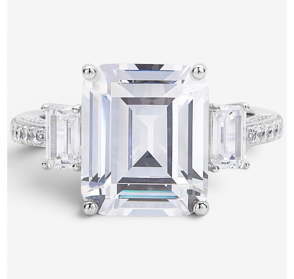 Image 116543.jpg, Product 116-543 / Price $119.99, Diamonelle Sterling Silver Rhodium Plate Emerald Cut 3 Stone Rings from Diamonelle on TSC.ca's Jewellery department