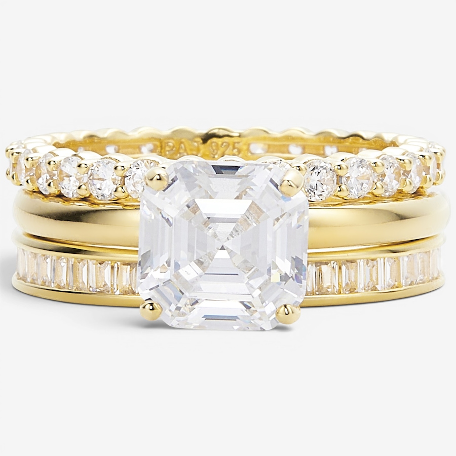 Image 116548.jpg, Product 116-548 / Price $229.99,  Diamonelle Sterling Silver Yellow Gold Plate Multi Shape Diamonelle Ring & Band Set from Diamonelle on TSC.ca's Jewellery department