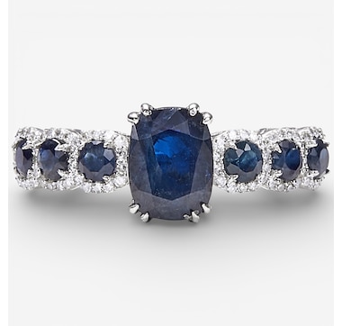 14K Gold Cushion-Shaped Gemstone and Diamond Ring