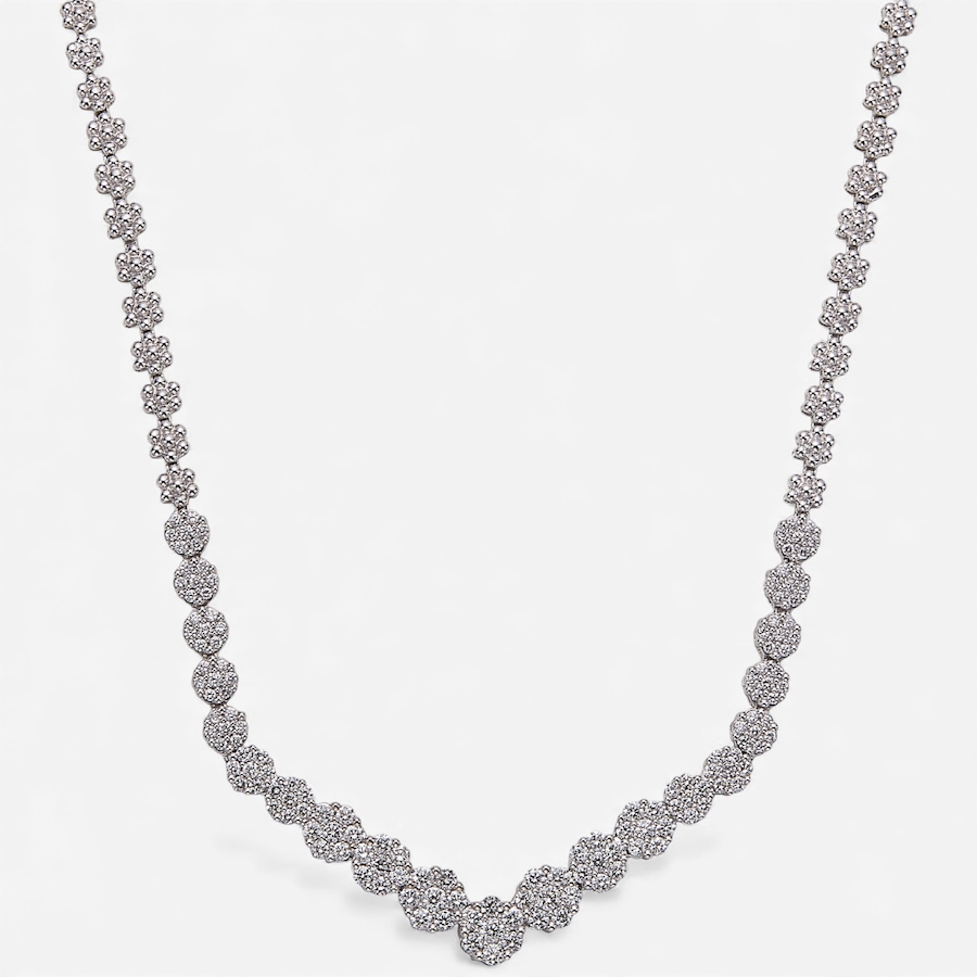 Image 116875.jpg, Product 116-875 / Price $3,999.33, 10K White Gold 3.00 ctw Diamond Flower Necklace from Diamond Show on TSC.ca's Jewellery department