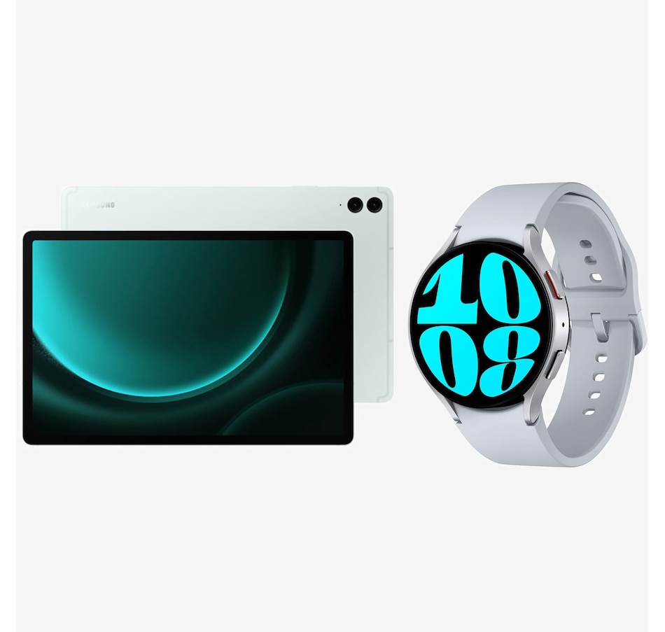 Image 117351.jpg, Product 117-351 / Price $959.99, Samsung Galaxy Tab S9 FE+ 12.4" (256 GB, light green) and Watch6 BT 44 mm (black) from Samsung on TSC.ca's Electronics department