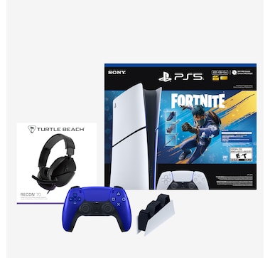 PS5 Slim Digital Fortnite Bundle with Headset, Charging Station and Extra Controller