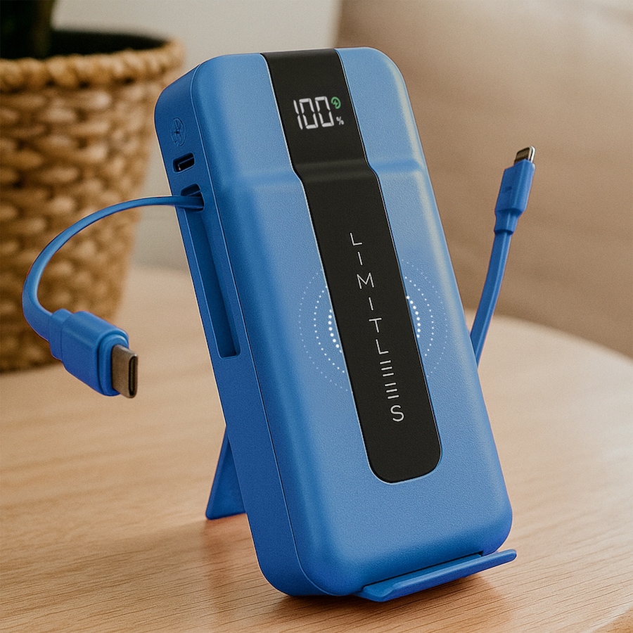 Image 118007_ALTMORE17.jpg, Product 118-007 / Price $69.99, Limitless Elite 15,000-mAh Power Bank with Wall Plug, Built-In Cables, Digital Display and Wireless Charging from Limitless on TSC.ca's Electronics department