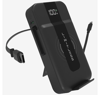 Limitless Elite 15,000-mAh Power Bank with Wall Plug, Built-In Cables, Digital Display and Wireless Charging