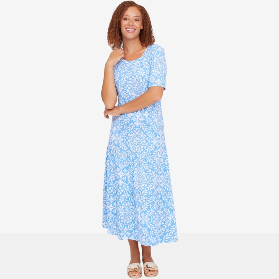 Image 118727_BLUMN.jpg, Product 118-727 / Price $49.88, Cuddl Duds Flexwear Solid Tiered Hem Maxi Dress from Cuddl Duds on TSC.ca's Fashion department