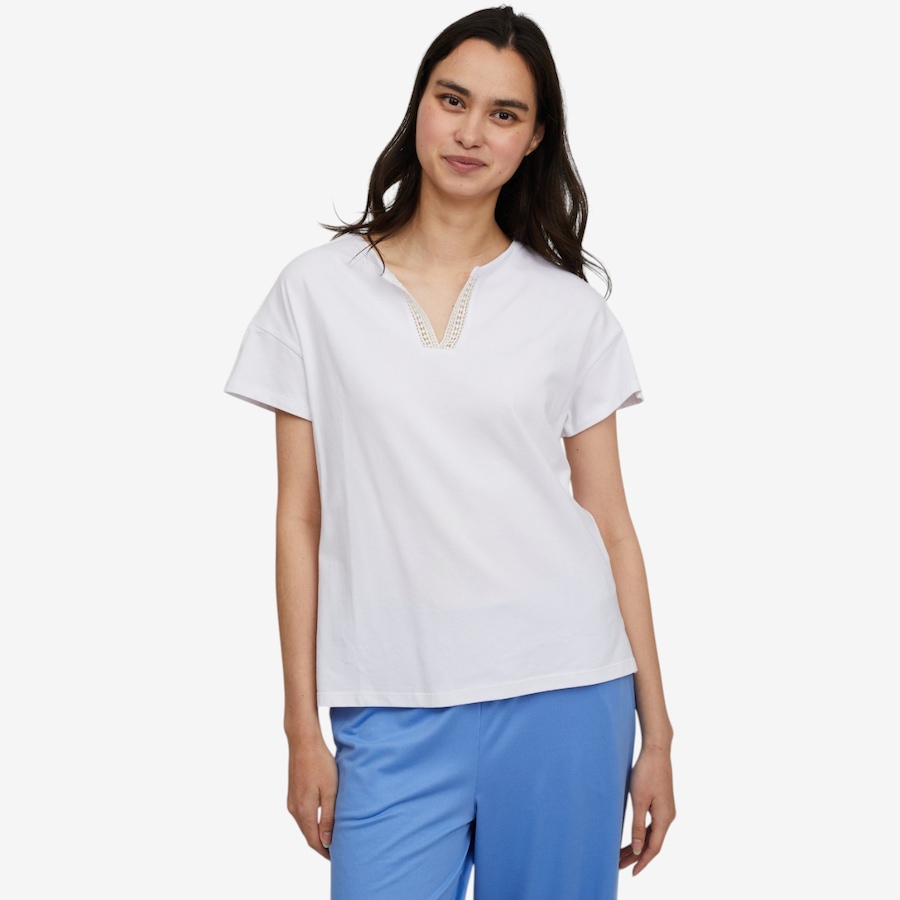 Image 118728_WHT.jpg, Product 118-728 / Price $24.88, Cuddl Duds Cottonwear+ Lace Trim Split Neck Tee from Cuddl Duds  on TSC.ca's Fashion department