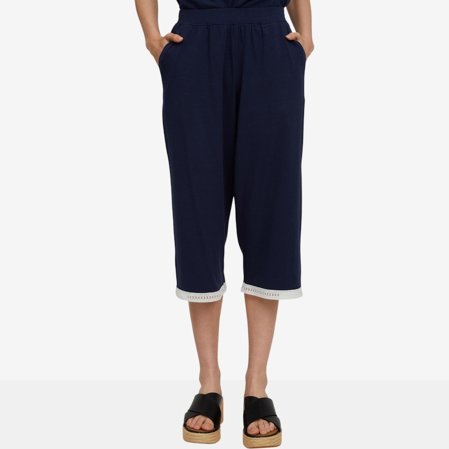 Image 118729_DSBLU.jpg, Product 118-729 / Price $45.00, Cuddl Duds Cottonwear+ Cropped Lounge Pant with Lace Trim from Cuddl Duds  on TSC.ca's Fashion department