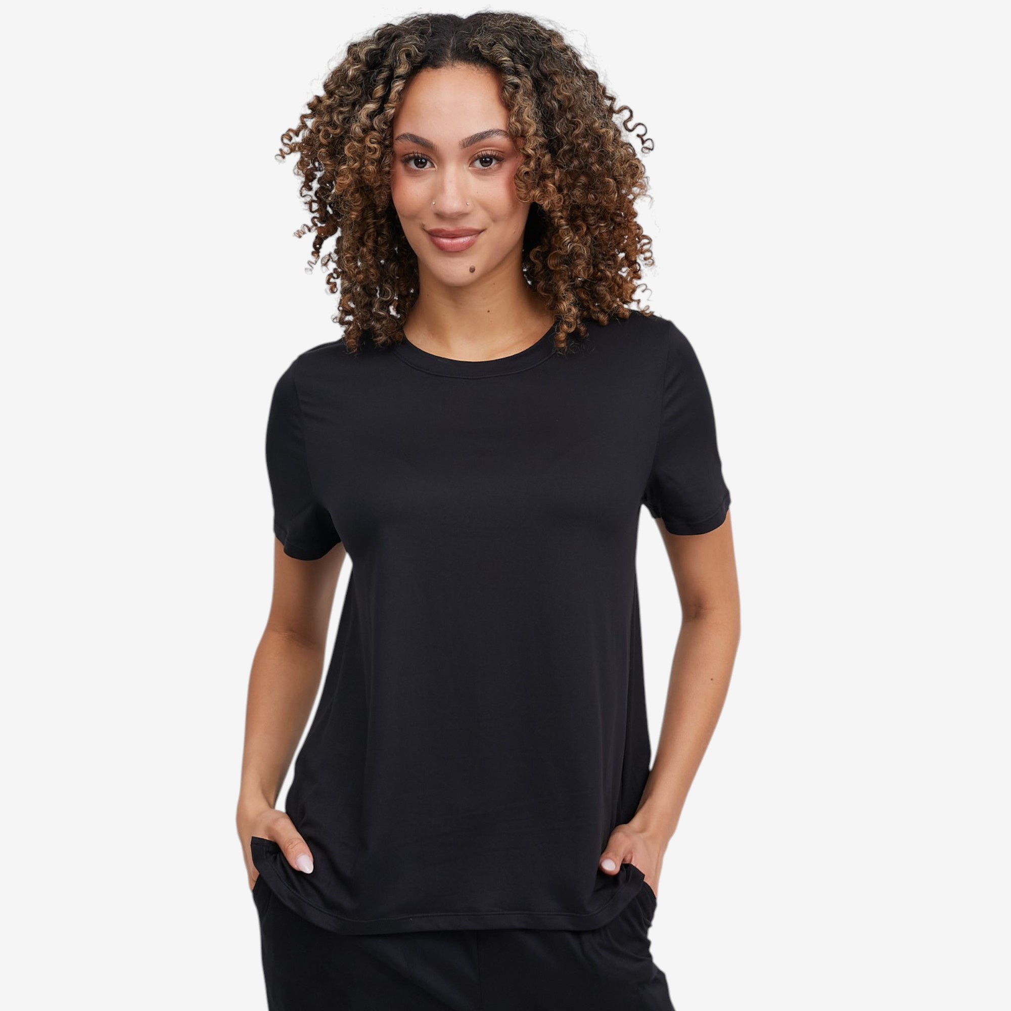 Cuddl Duds Flexwear Solid Tee with Shoulder Buttons - TSC.ca