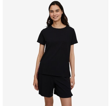 Cuddl Duds Solid Cottonwear  Tee with Tape Trim
