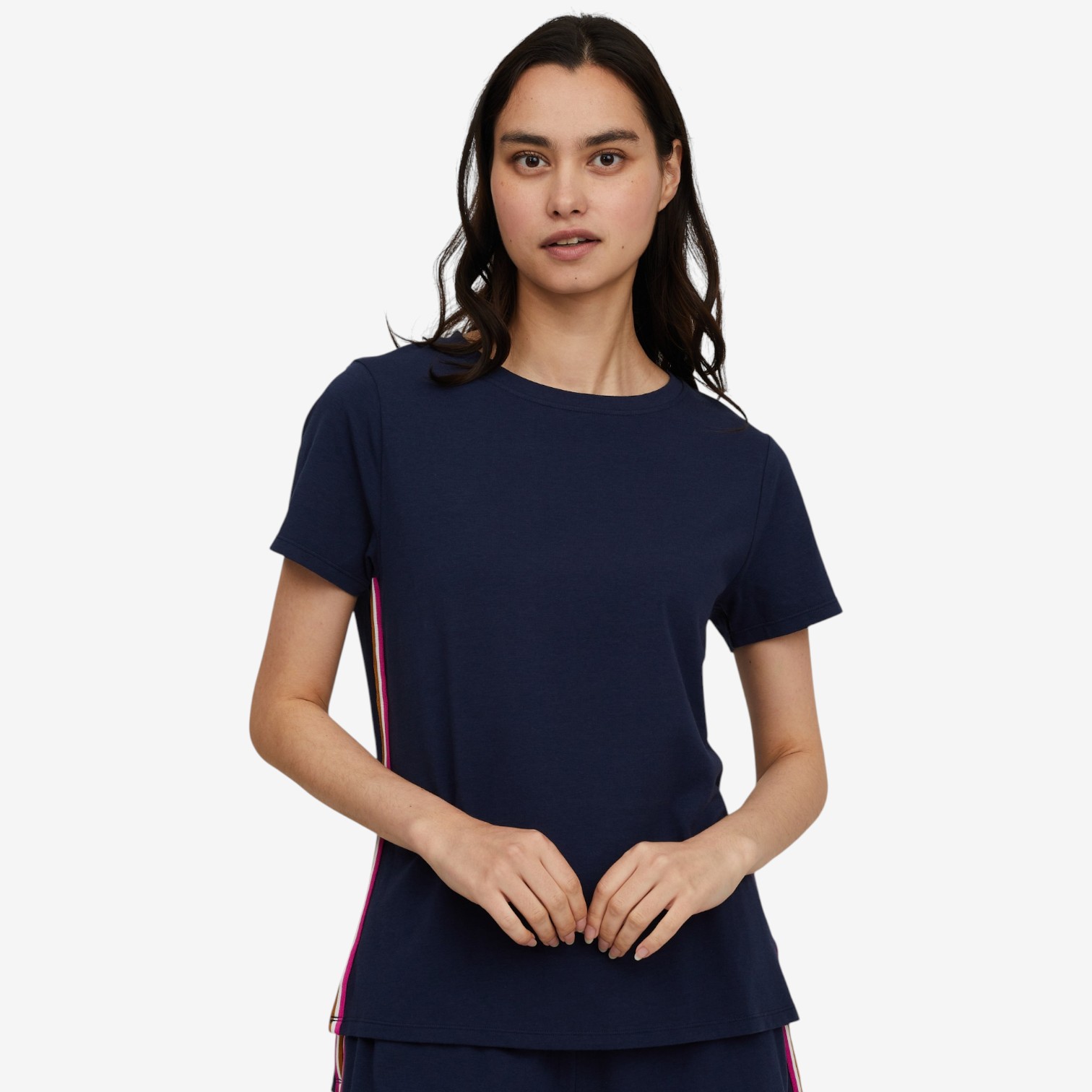 Cuddl Duds Solid Cottonwear+ Tee with Tape Trim - TSC.ca