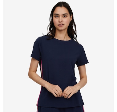 Cuddl Duds Solid Cottonwear  Tee with Tape Trim
