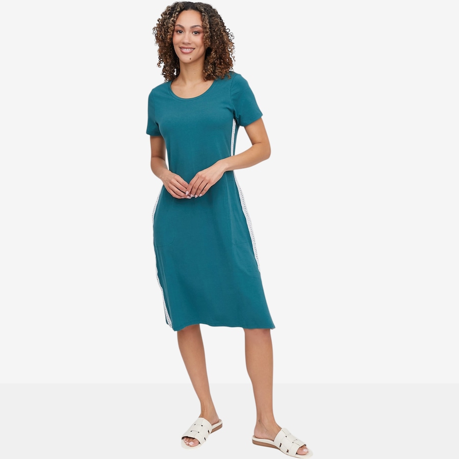 Image 118737_MEDRA.jpg, Product 118-737 / Price $39.88, Cuddl Duds Cottonwear+ Solid Lace Trim Midi Tee Lounge Dress from Cuddl Duds on TSC.ca's Fashion department