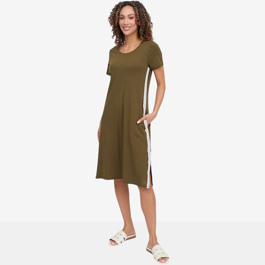 Image 118737_OLI.jpg, Product 118-737 / Price $39.88, Cuddl Duds Cottonwear+ Solid Lace Trim Midi Tee Lounge Dress from Cuddl Duds on TSC.ca's Fashion department