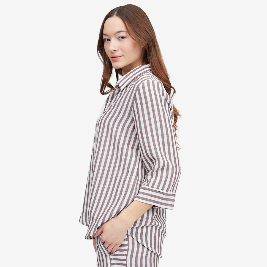 Image 118841_ALTMORE2.jpg, Product 118-841 / Price $49.88, Kim & Co. Striped Linen Feel Olivia 3/4 Sleeve Relaxed Shirt from Kim & Co. on TSC.ca's Fashion department