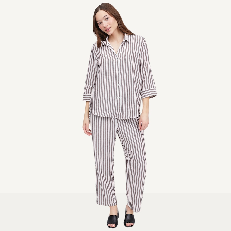 Image 118841_ALTMORE4.jpg, Product 118-841 / Price $49.88, Kim & Co. Striped Linen Feel Olivia 3/4 Sleeve Relaxed Shirt from Kim & Co. on TSC.ca's Fashion department