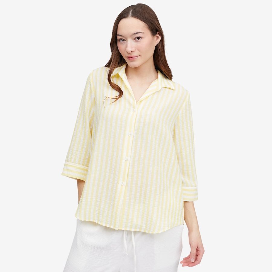 Image 118841_YELEU.jpg, Product 118-841 / Price $49.88, Kim & Co. Striped Linen Feel Olivia 3/4 Sleeve Relaxed Shirt from Kim & Co. on TSC.ca's Fashion department