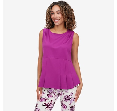 Stacy London Pleated Peplum Top