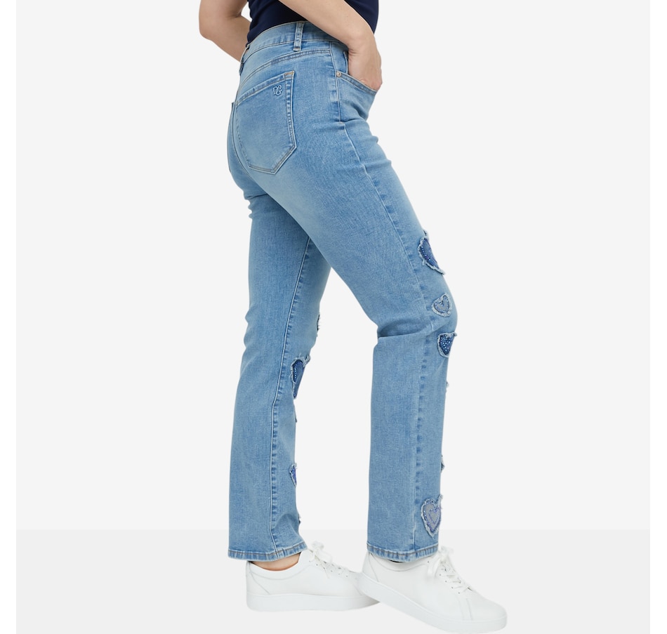 Image 118900_ALTMORE1.jpg, Product 118-900 / Price $104.88, Diane Gilman New Classic Stretch Heart Patch Straight Leg Jean from DG2 by Diane Gilman on TSC.ca's Fashion department