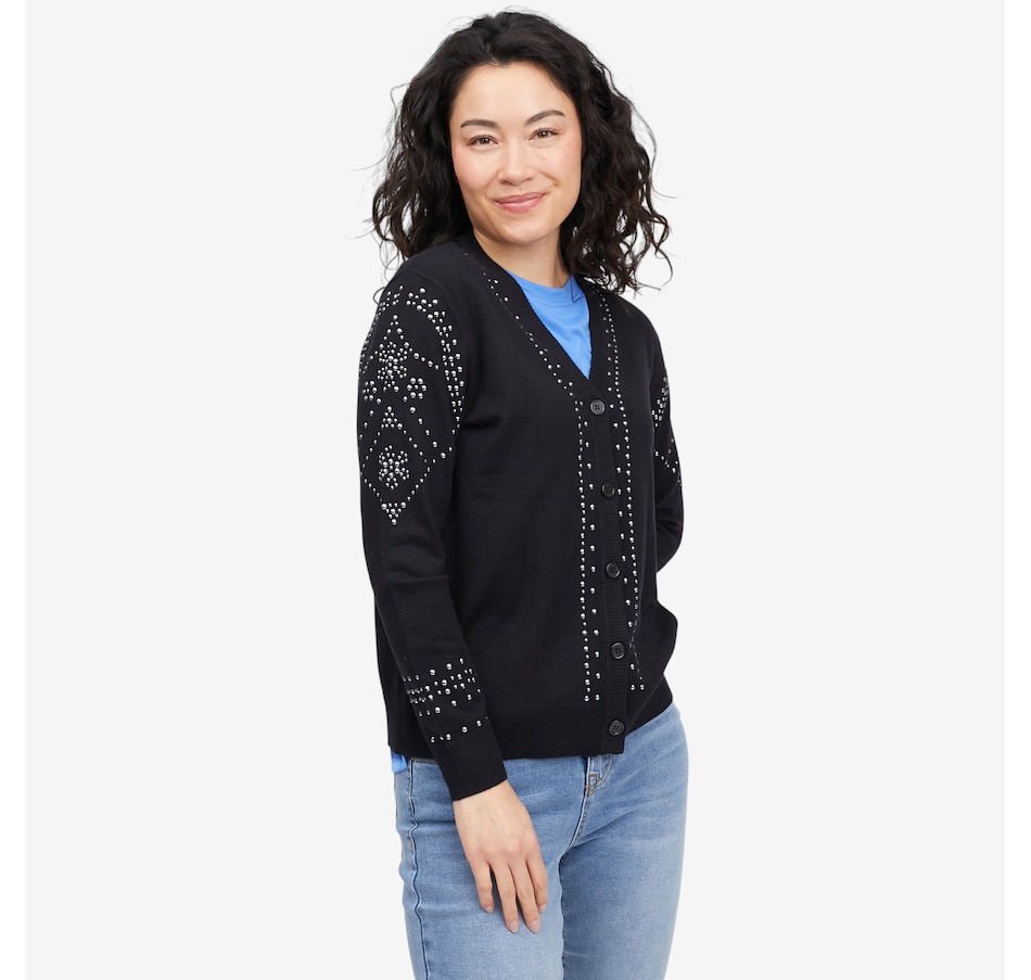 Image 118906_BLK.jpg, Product 118-906 / Price $99.90, Diane Gilman Embellished Cardigan from DG2 by Diane Gilman on TSC.ca's Fashion department
