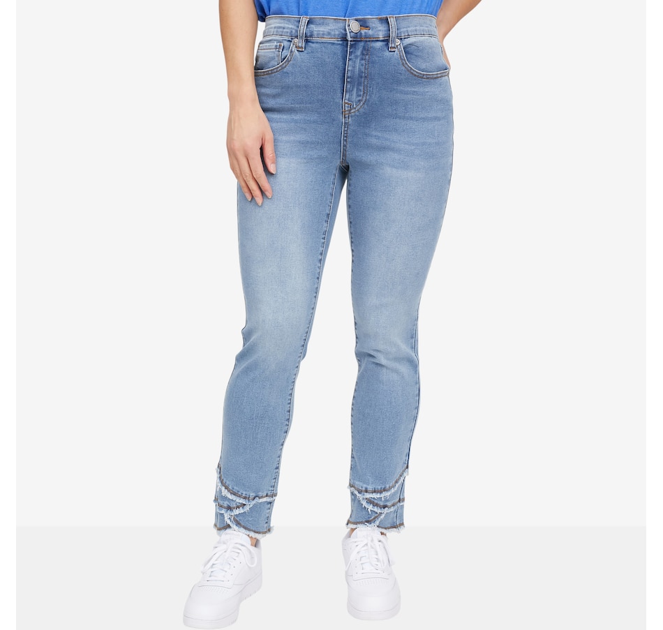 Image 118907_CHA.jpg, Product 118-907 / Price $89.90, Diane Gilman Legacy Stretch Fringe Petal Hem Skinny Ankle Jean from DG2 by Diane Gilman on TSC.ca's Fashion department