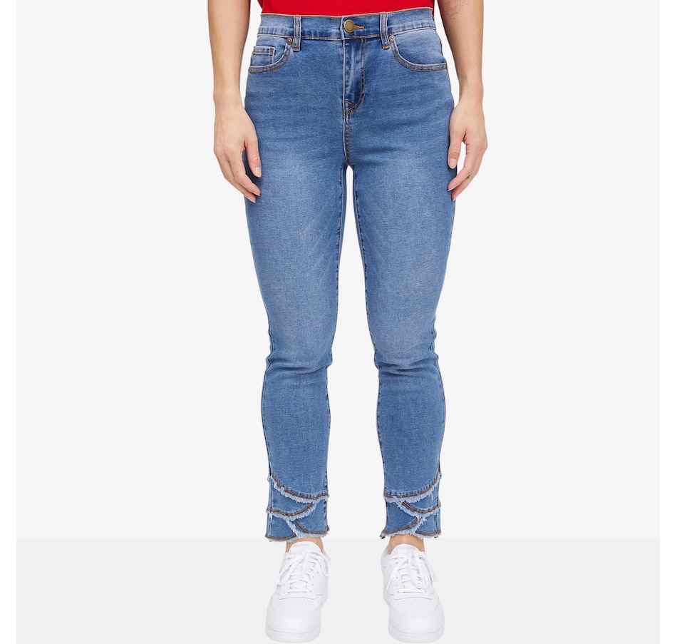 Image 118907_MDTNE.jpg, Product 118-907 / Price $89.90, Diane Gilman Legacy Stretch Fringe Petal Hem Skinny Ankle Jean from DG2 by Diane Gilman on TSC.ca's Fashion department