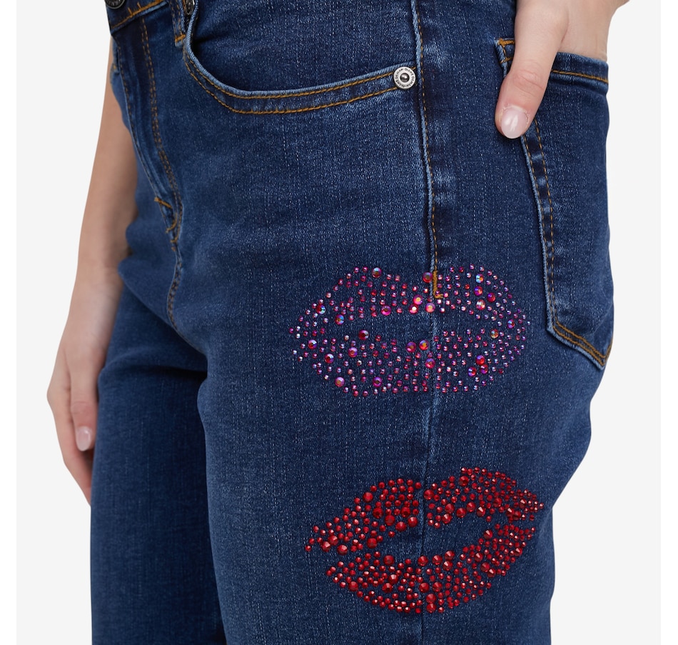 Image 118911_ALTMORE3.jpg, Product 118-911 / Price $119.90, Diane Gilman New Classic Stretch Rhinestone Kiss Straight Leg Jean from DG2 by Diane Gilman on TSC.ca's Fashion department