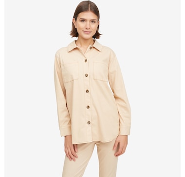 Nina Leonard Stretch Knit Denim Collared Shirt