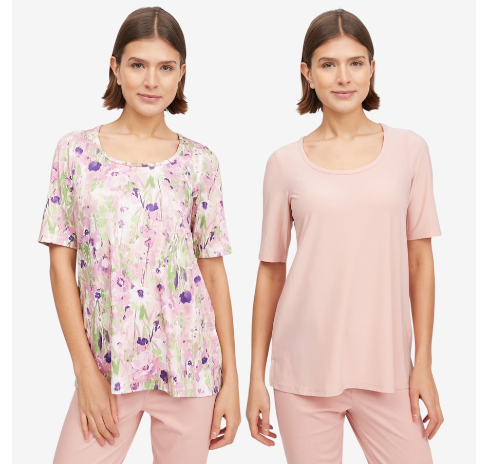 Image 118922_BUH.jpg, Product 118-922 / Price $69.99, Nina Leonard Elbow Sleeve Scoop Neck Tops: 2-Pack from Nina Leonard on TSC.ca's Fashion department