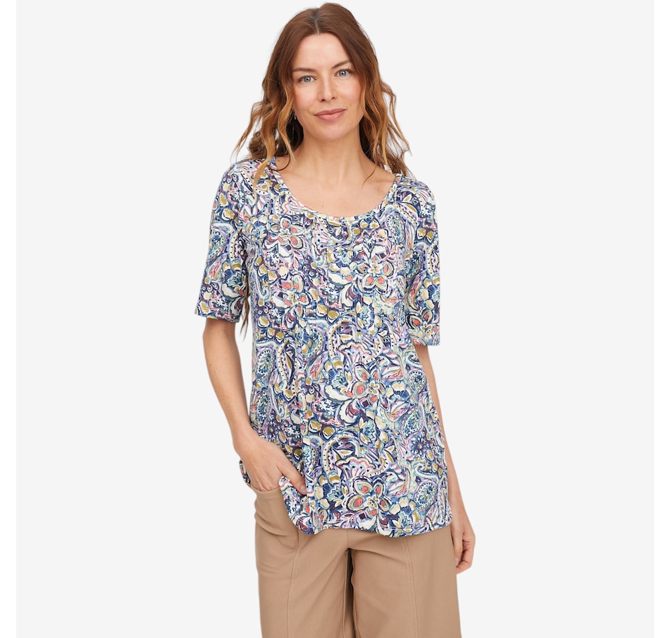 Image 118929_NGO.jpg, Product 118-929 / Price $39.88, Nina Leonard Elbow Sleeve Scoop Top from Nina Leonard on TSC.ca's Fashion department