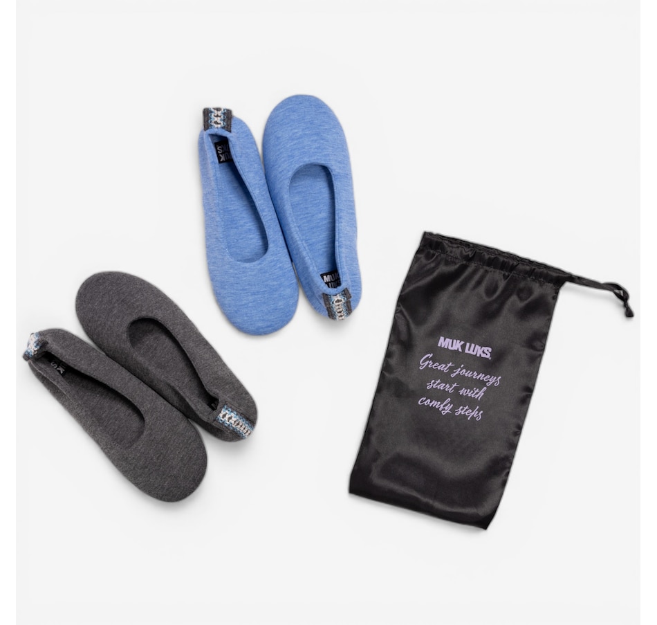 Image 118949_BKBU.jpg, Product 118-949 / Price $39.99, Muk Luks Soft Sole Ballerinas with Travel Bag: 2-Pack from Muk Luks on TSC.ca's Shoes department