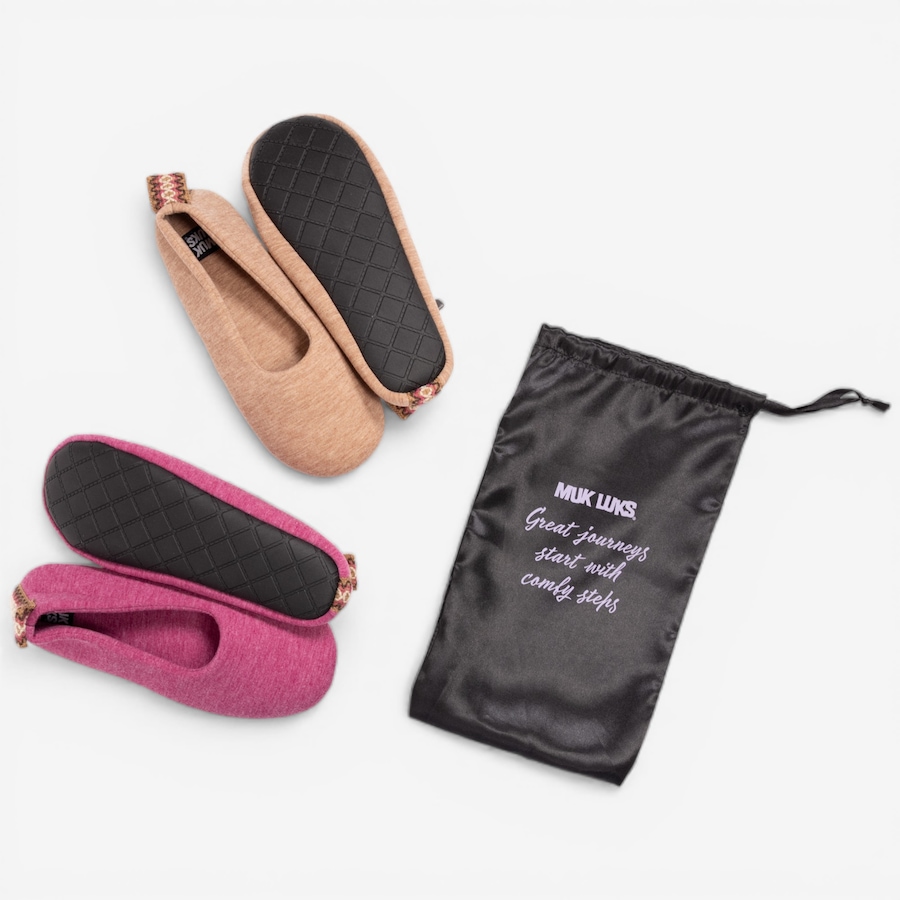 Image 118949_CHCRS.jpg, Product 118-949 / Price $50.00, Muk Luks Soft Sole Ballerinas with Travel Bag: 2-Pack from Muk Luks on TSC.ca's Shoes department
