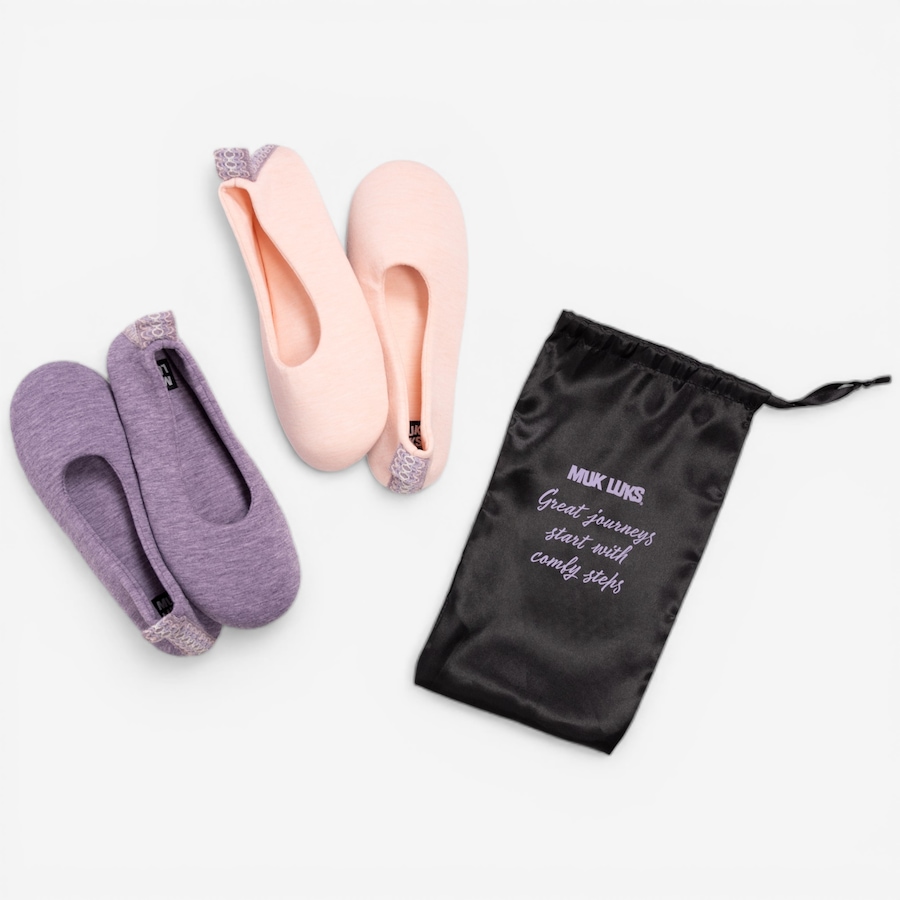 Image 118949_PUPI.jpg, Product 118-949 / Price $50.00, Muk Luks Soft Sole Ballerinas with Travel Bag: 2-Pack from Muk Luks on TSC.ca's Shoes department