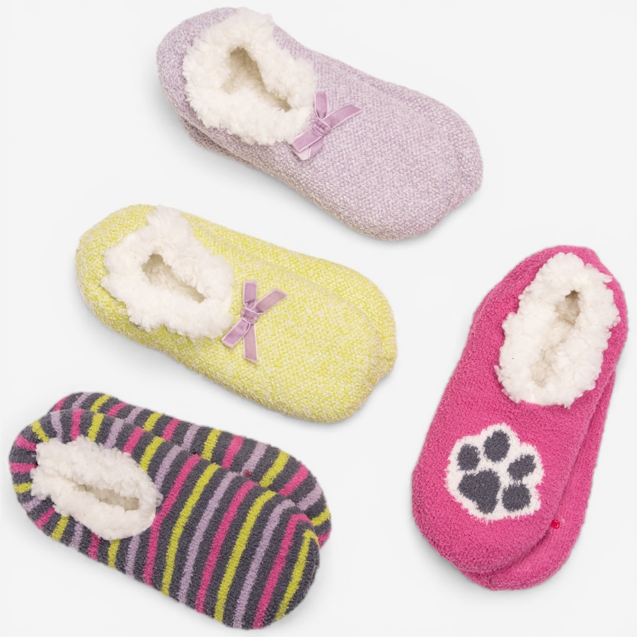 Image 118971_PAWPT.jpg, Product 118-971 / Price $50.00, Muk Luks Aloe-Infused Ballerina Slipper Socks: Set of 4 from Muk Luks on TSC.ca's Fashion department