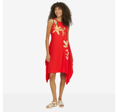N Natori Handkerchief Hem Dress with Embellishment