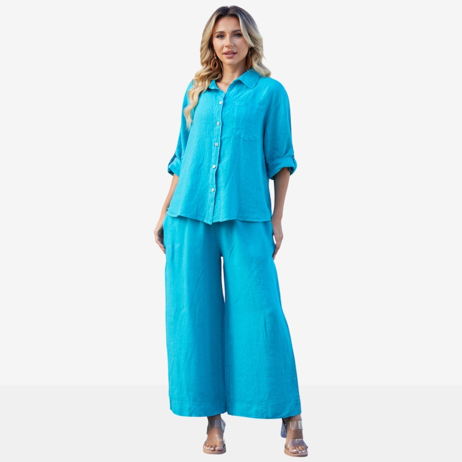 Image 119030_TRQ.jpg, Product 119-030 / Price $49.33, Orange Fashion Village Celia's Linen Two-Piece Set from Orange Fashion Village on TSC.ca's Fashion department