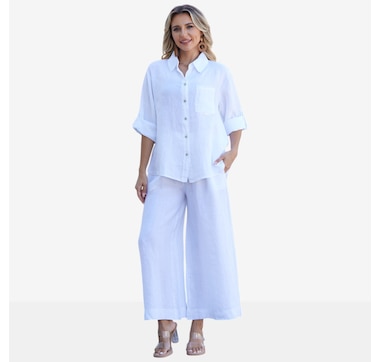 Orange Fashion Village Celia's Linen Two-Piece Set