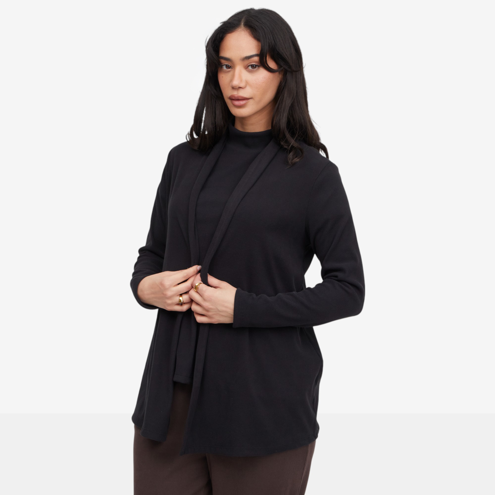 Kim & Co. Soft Rib Knit Edge To Edge Long Sleeve Cardigan - TSC.ca