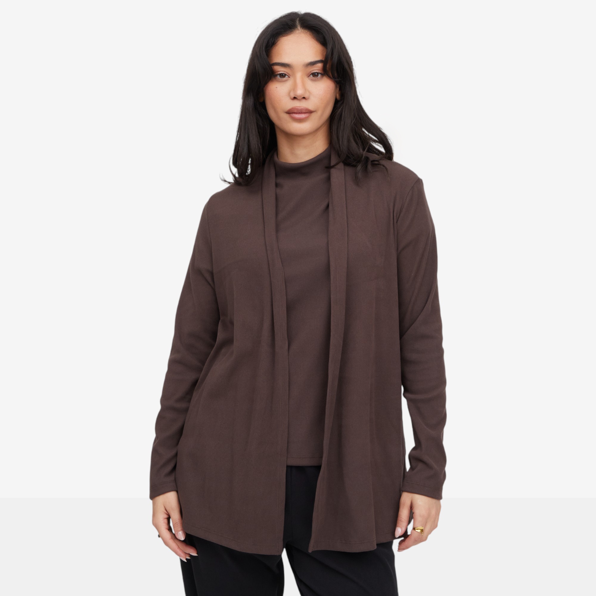 Kim & Co. Soft Rib Knit Edge To Edge Long Sleeve Cardigan - TSC.ca