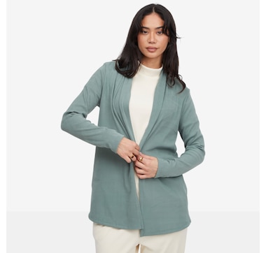 Kim &amp; Co. Soft Rib Knit Edge To Edge Long Sleeve Cardigan