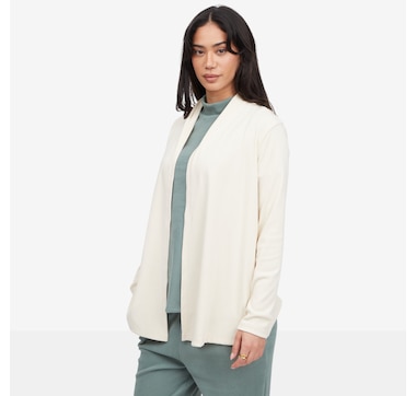 Kim &amp; Co. Soft Rib Knit Edge To Edge Long Sleeve Cardigan