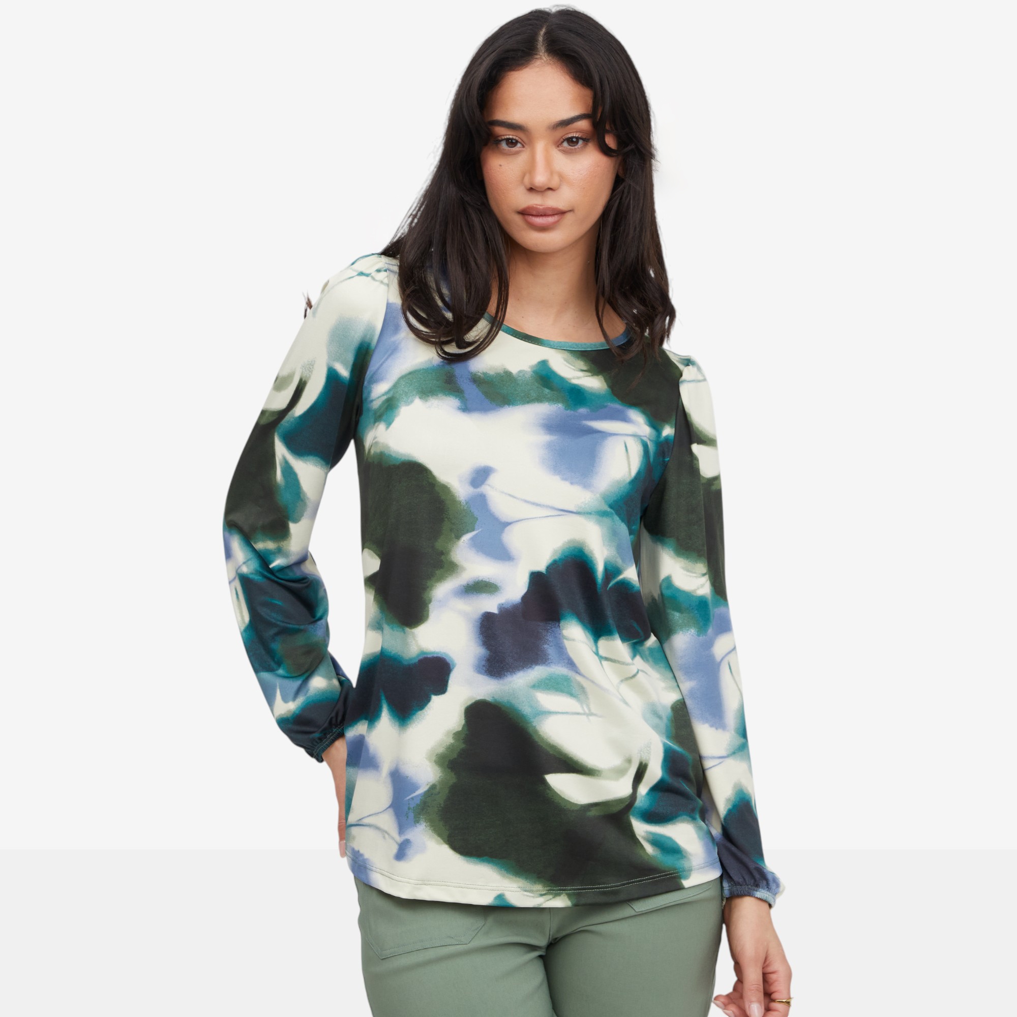 Kim & Co. Printed Brazil Knit Long Sleeve Top - TSC.ca
