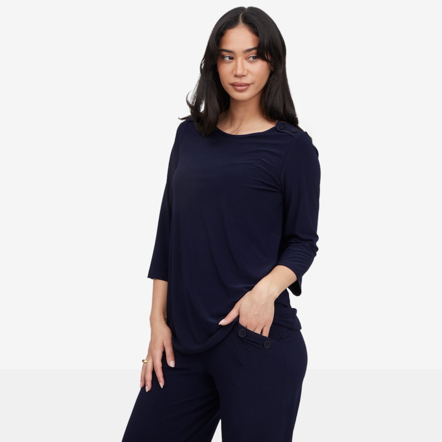 Image 119110_NVY.jpg, Product 119-110 / Price $41.93, Kim & Co. Deluxe Brazil Knit 3/4 Sleeve Sailor Top from Kim & Co. on TSC.ca's Fashion department