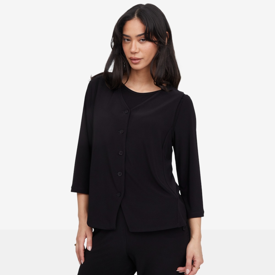 Image 119111_BLK.jpg, Product 119-111 / Price $69.99, Kim & Co. Deluxe Brazil Knit Button Front Waist Coat from Kim & Co. on TSC.ca's Fashion department