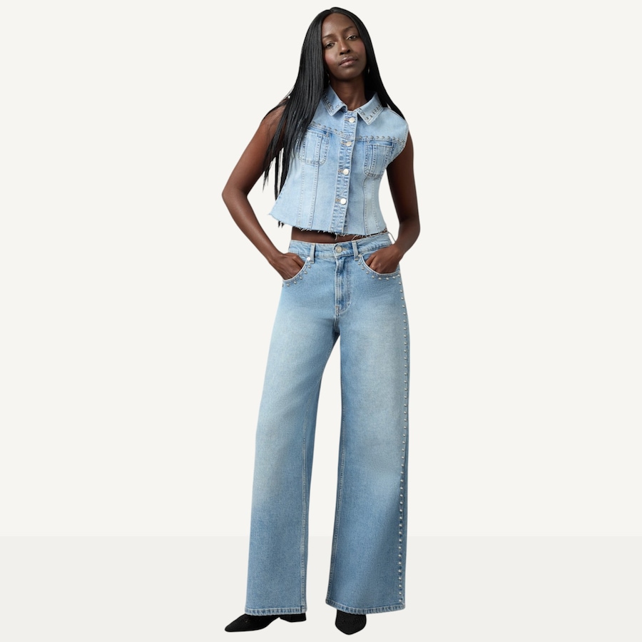 Image 119170_STBL.jpg, Product 119-170 / Price $160.00, Lola Denim Ultra High Rise Wide Leg Studded Jean from Lola Denim on TSC.ca's Fashion department