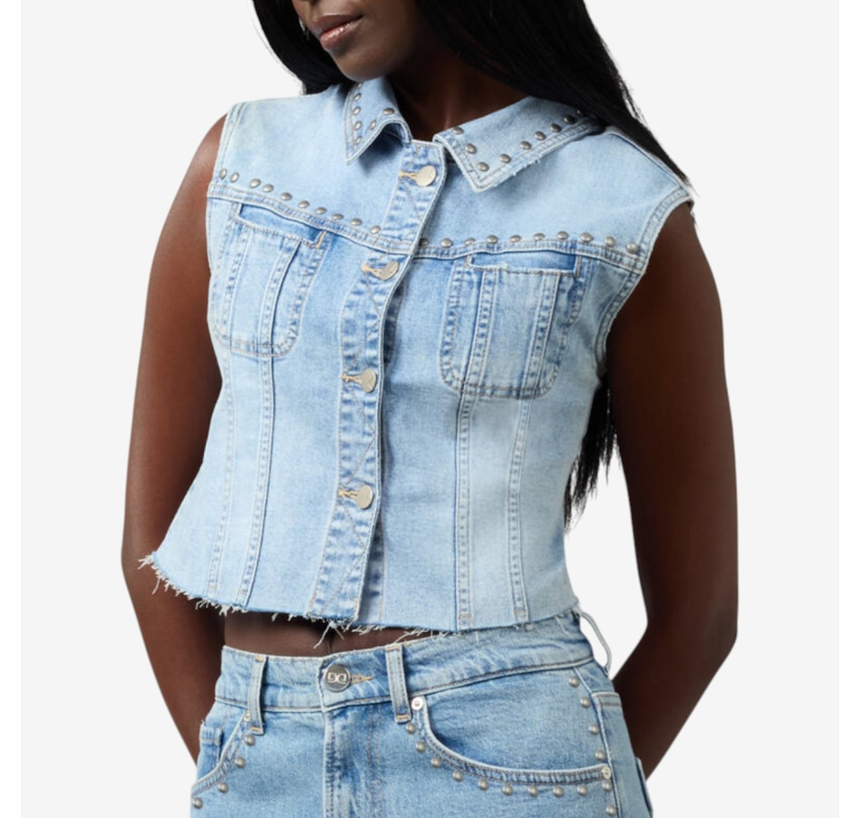Image 119183_WHIBE.jpg, Product 119-183 / Price $120.00, Lola Denim Gabbie Studded Denim Vest from Lola Denim on TSC.ca's Fashion department