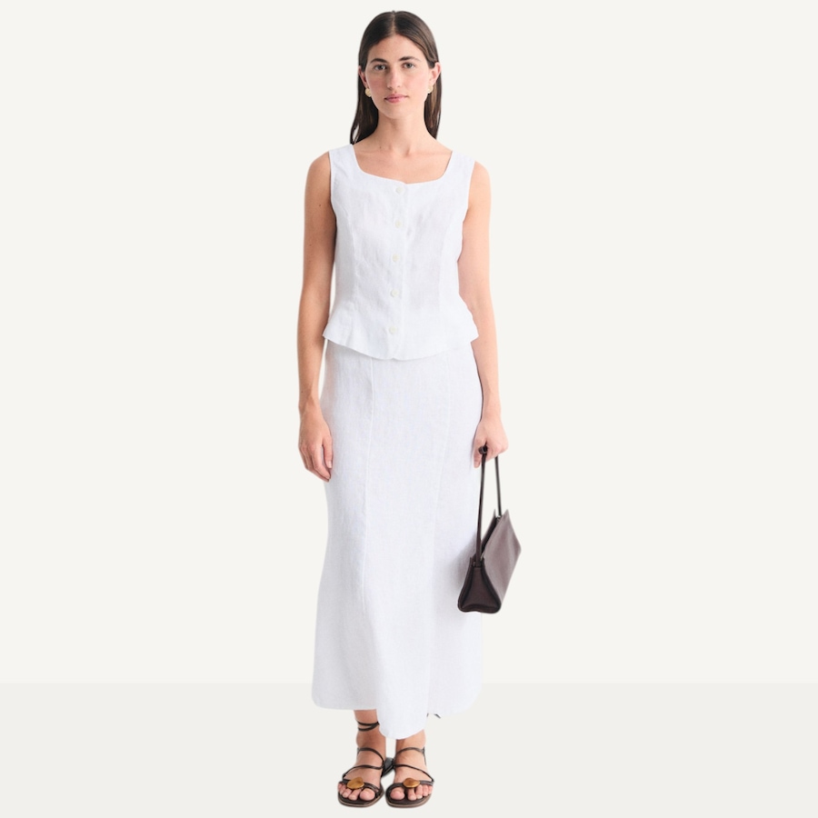 Image 119415_ALTMORE1.jpg, Product 119-415 / Price $99.88, Mus & Bombon Cyra Linen Midi Skirt with Flounced Hem from Mus & Bombon on TSC.ca's Fashion department