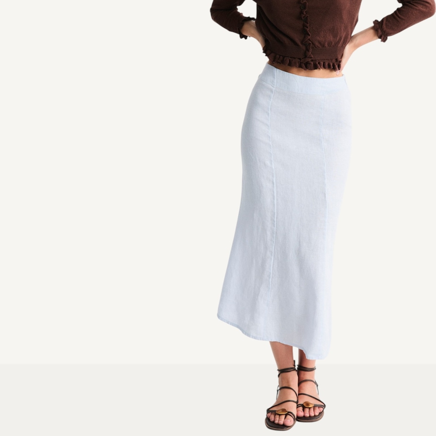 Image 119415_LTB.jpg, Product 119-415 / Price $99.88, Mus & Bombon Cyra Linen Midi Skirt with Flounced Hem from Mus & Bombon on TSC.ca's Fashion department